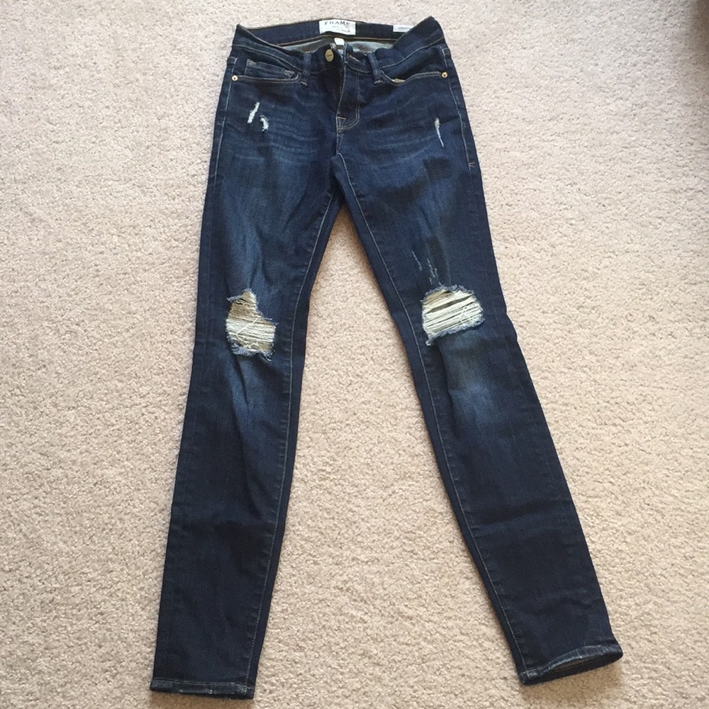 FRAME distressed skinny denim